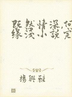 既然情深,何惧缘浅小说完整