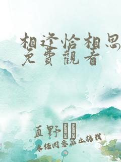 相逢恰相思短剧免费观看