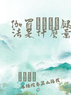 伽罗ちゃんが腿法是什么意思