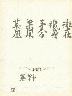 苹果手机微信的应用分身在哪里