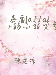 泰剧affair的小说完整版