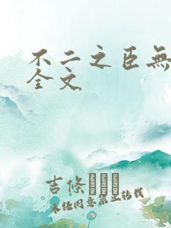 不二之臣无删减全文