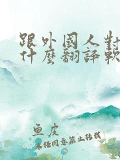 跟外国人对话用什么翻译软件