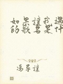 如果让我遇见你的歌名是什么