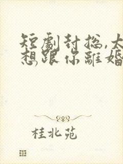 短剧封总,太太想跟你离婚很久了