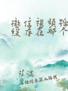 微信视频号视频缓存在哪个文件夹