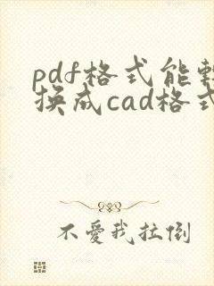 pdf格式能转换成cad格式吗