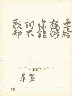 歌词你想要的我却不能够给你我所有