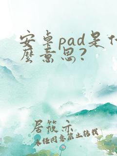 安卓pad是什么意思?