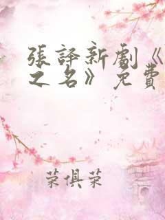 张译新剧《以法之名》免费观