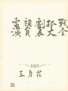 电视剧孤战迷城演员表大全免费观看