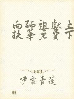 向师祖献上咸鱼扶华免费下载全文txt