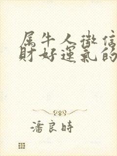 属牛人微信名招财好运气的微信名