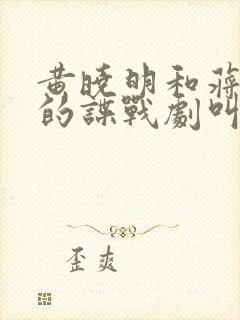 黄晓明和蒋欣演的谍战剧叫什么名字