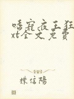 嗜宠夜王狂妃txt全文免费