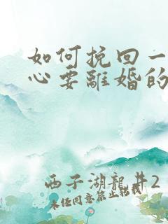 如何挽回一个死心要离婚的老公