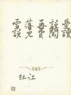 雪落再说爱你小说免费阅读全文