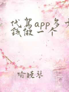 代驾app多少钱做一个