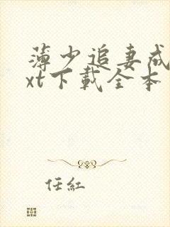 薄少追妻成瘾txt下载全本