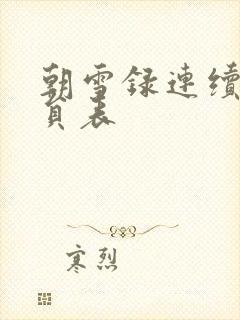 朝雪录连续剧演员表