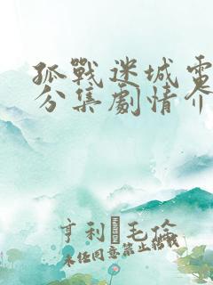 孤战迷城电视剧分集剧情介绍