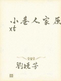 小巷人家原著txt