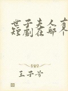 世子夫人有喜了短剧在哪个平台