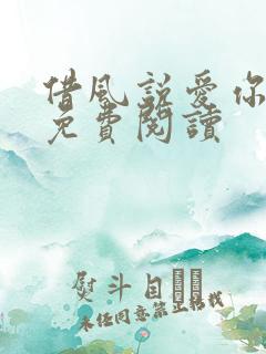 借风说爱你小说免费阅读