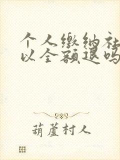 个人缴纳社保可以全额退吗