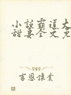 小说霸道大叔宠甜妻全文免费阅读