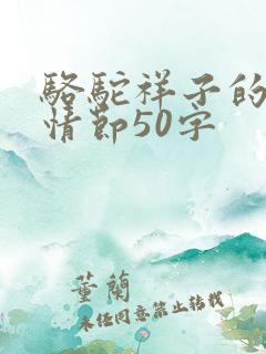 骆驼祥子的主要情节50字