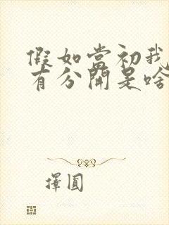 假如当初我们没有分开是啥歌