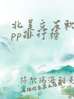 北美交友软件app排行榜