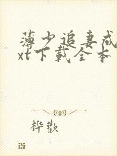 薄少追妻成瘾txt下载全本