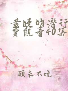 黄晓明潜行者免费观看40集