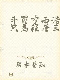 斗罗霍雨浩重生只为杀唐三