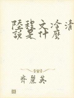 陆程文冷清秋小说是什么