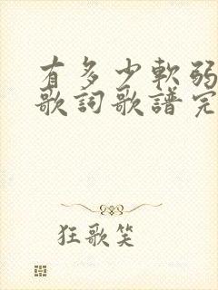 有多少软弱的人歌词歌谱完整版