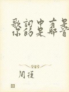 歌词中有是你是你的是哪首歌