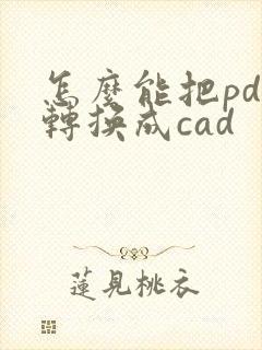 怎么能把pdf转换成cad