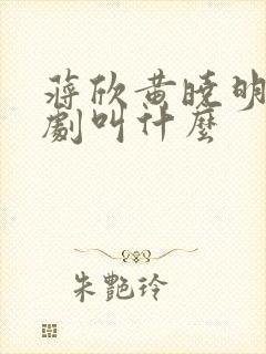 蒋欣黄晓明谍战剧叫什么