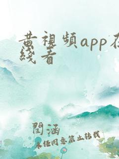 黄视频app在线看