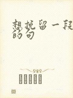 想挽留一段感情的句