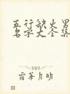 五行缺火男孩取名字大全集