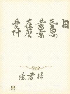 爱在黄昏日落时什么意思