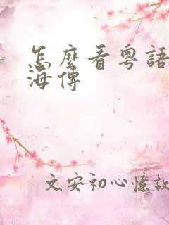 怎么看粤语版藏海传