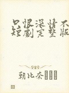 只恨深情不识鸢短剧完整版