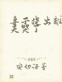 妻子提出离婚丈夫哭了