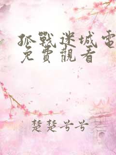 孤战迷城电视剧免费观看