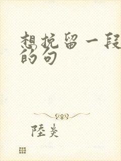 想挽留一段感情的句